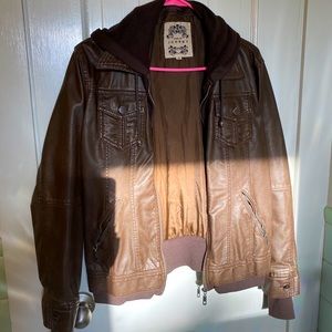 By Johnny Faux Leather Bomber Jacket